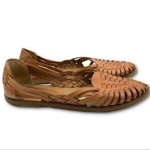 Coasters Womens flats size 8 brown leather huaraches slip on vintage 90s